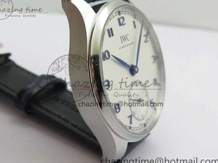 MIROTIME 0411 Packable Portuguese IW358304 ZF 1:1 Best Edition SS White Dial Blue Markers on Leather Strap A 7079